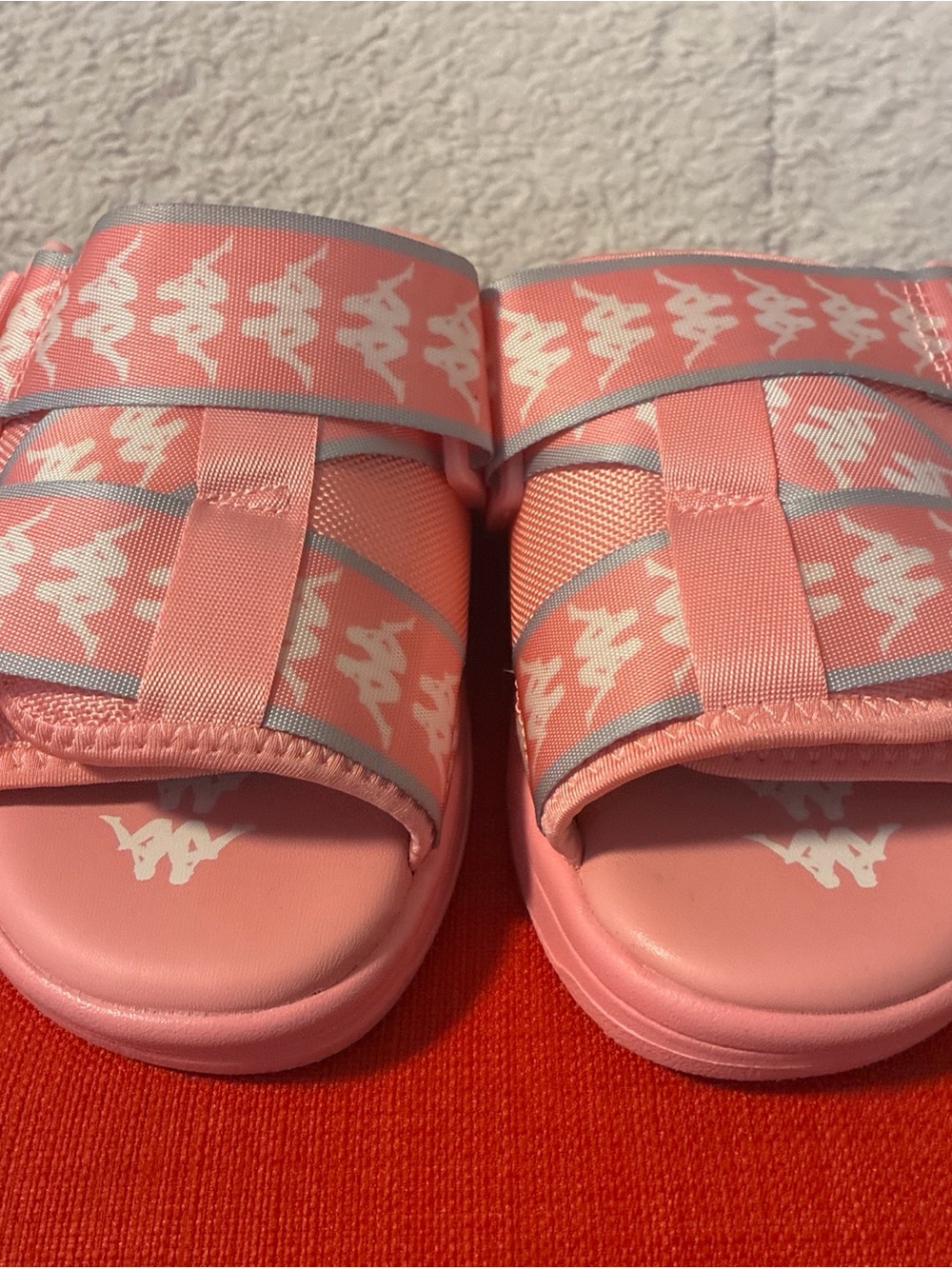 Kappa Pink White Logo Slide Sandals for Kids